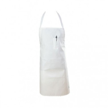 411BA-WH- Bib Apron White Neck Tie